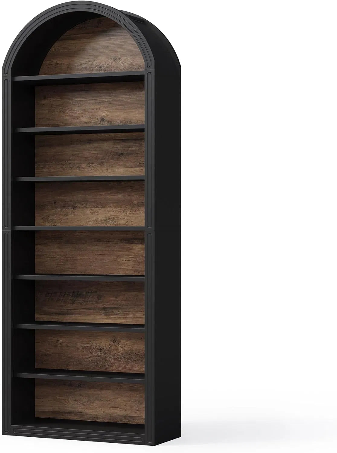 Arched bookshelf, large independent wooden open bookshelf, suitable for living rooms, bedrooms, offices, libraries, storage cabinets