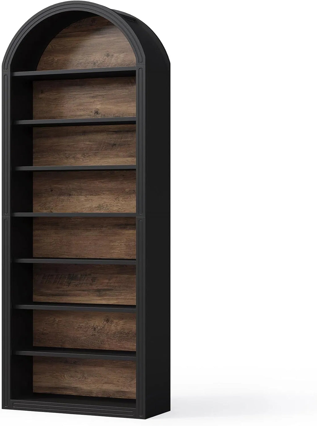 Arched bookshelf, large independent wooden open bookshelf, suitable for living rooms, bedrooms, offices, libraries, storage cabinets