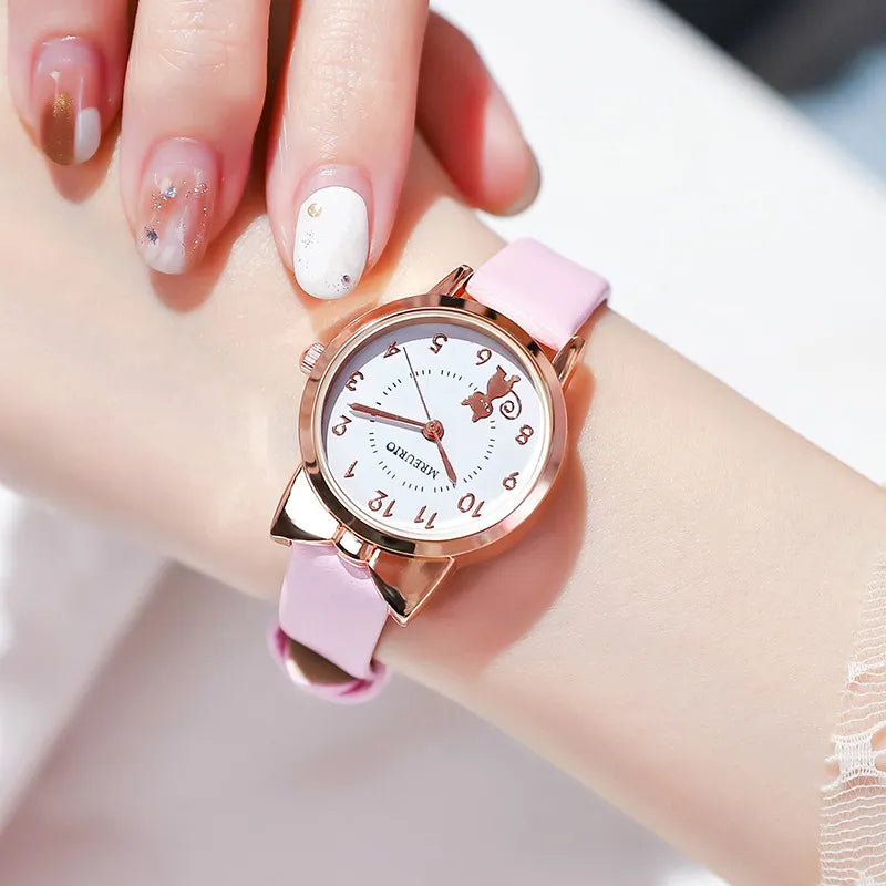 Female Student New Cute Fashion Girl Watch Little Girl Watch Kids Cartoon Chuldren Quartz Electronic Watch Simple Girl Watch