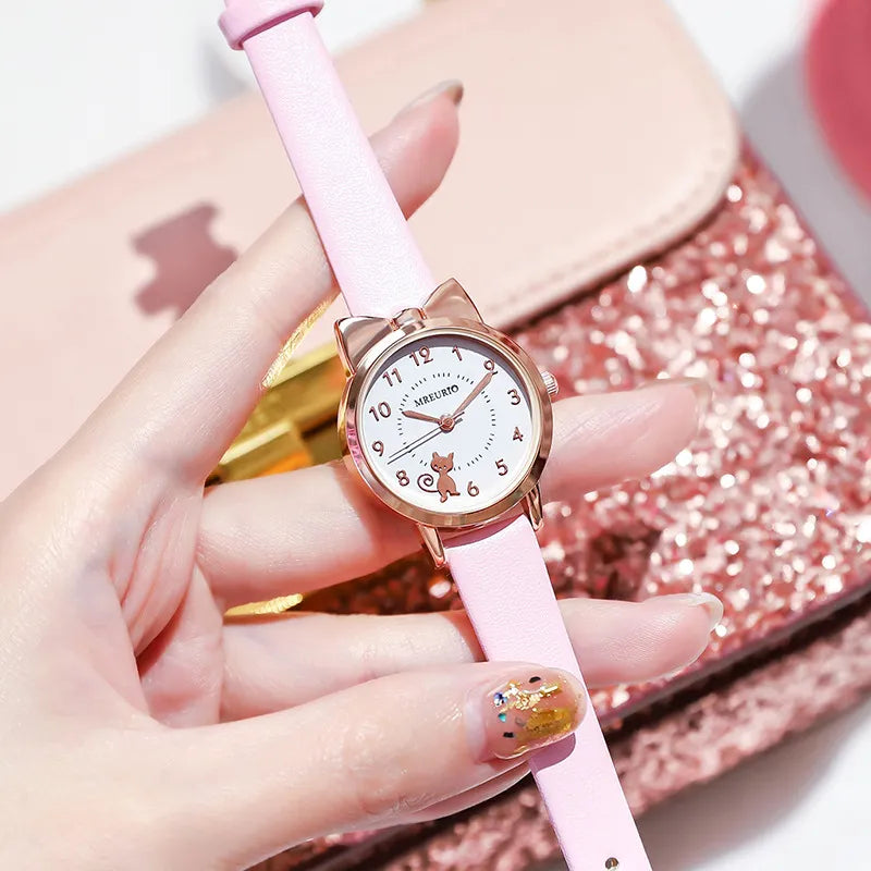 Female Student New Cute Fashion Girl Watch Little Girl Watch Kids Cartoon Chuldren Quartz Electronic Watch Simple Girl Watch