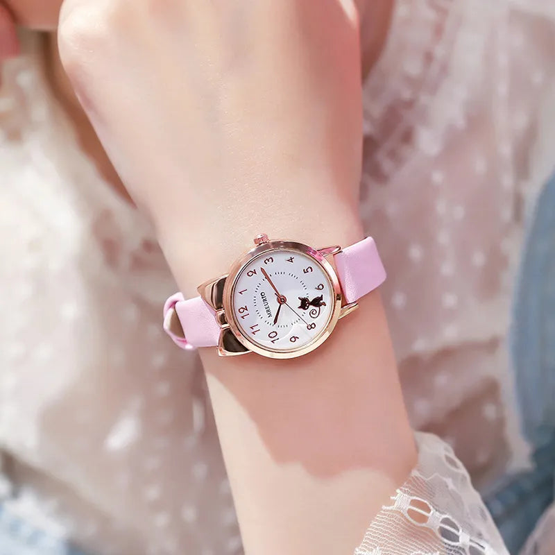 Female Student New Cute Fashion Girl Watch Little Girl Watch Kids Cartoon Chuldren Quartz Electronic Watch Simple Girl Watch
