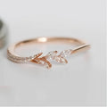 Women Glamorous Ring Eternity Wedding Band Leaf Zircon Jewelry Proposal Anniversary Gift Engagement Rings