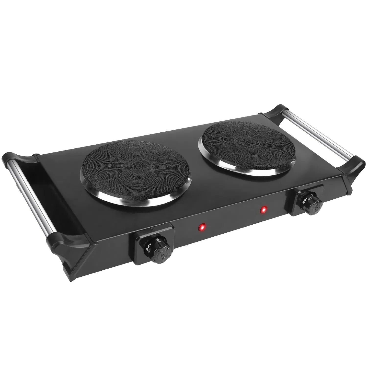 Portable Dual Burner Electric Stove - 2000W Power, 5 Temperature Levels, 5.5in Coils, Fast Even Cooking, Fits Flat Cookware, Ideal for Apartments/RVs, Easy Cleaning Design
